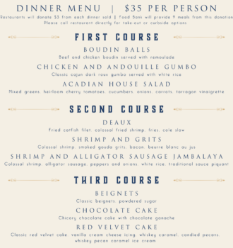 Acadian Coast Menu