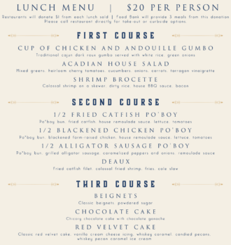 Acadian Coast Menu